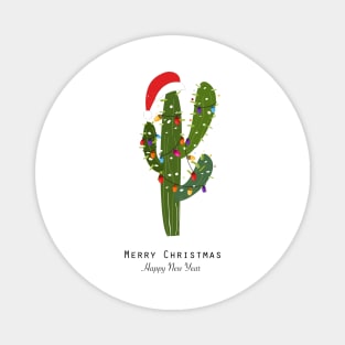 Cactus with colorful lights bulbs Christmas design Magnet